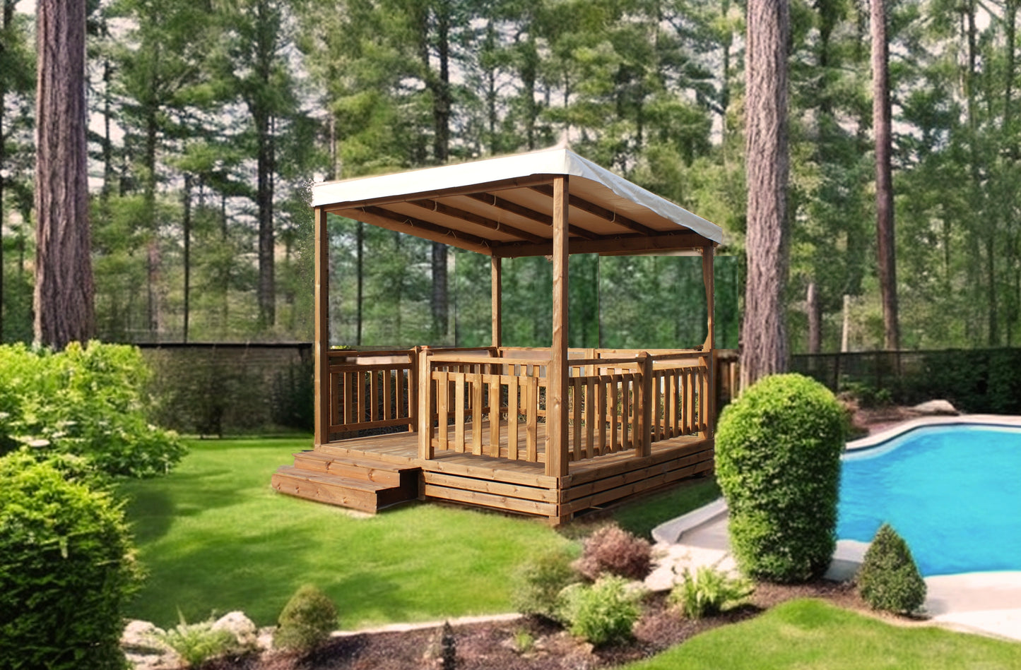 TERRASSE AUTOPORTEE + PERGOLA 3Mx3M