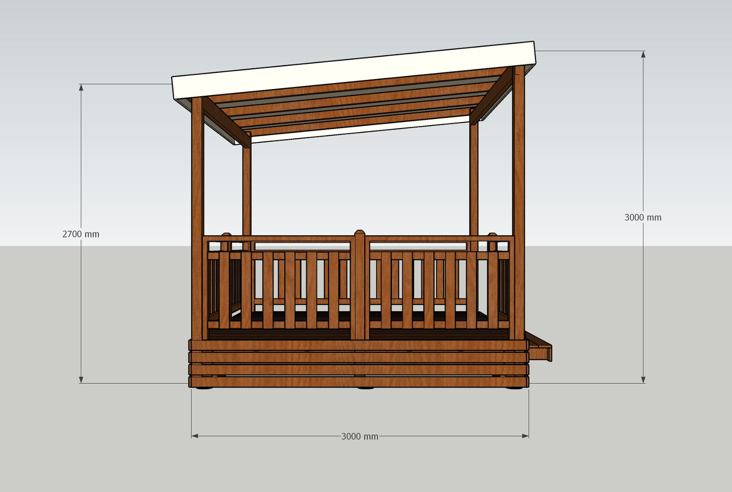 TERRASSE AUTOPORTEE + PERGOLA 3Mx3M