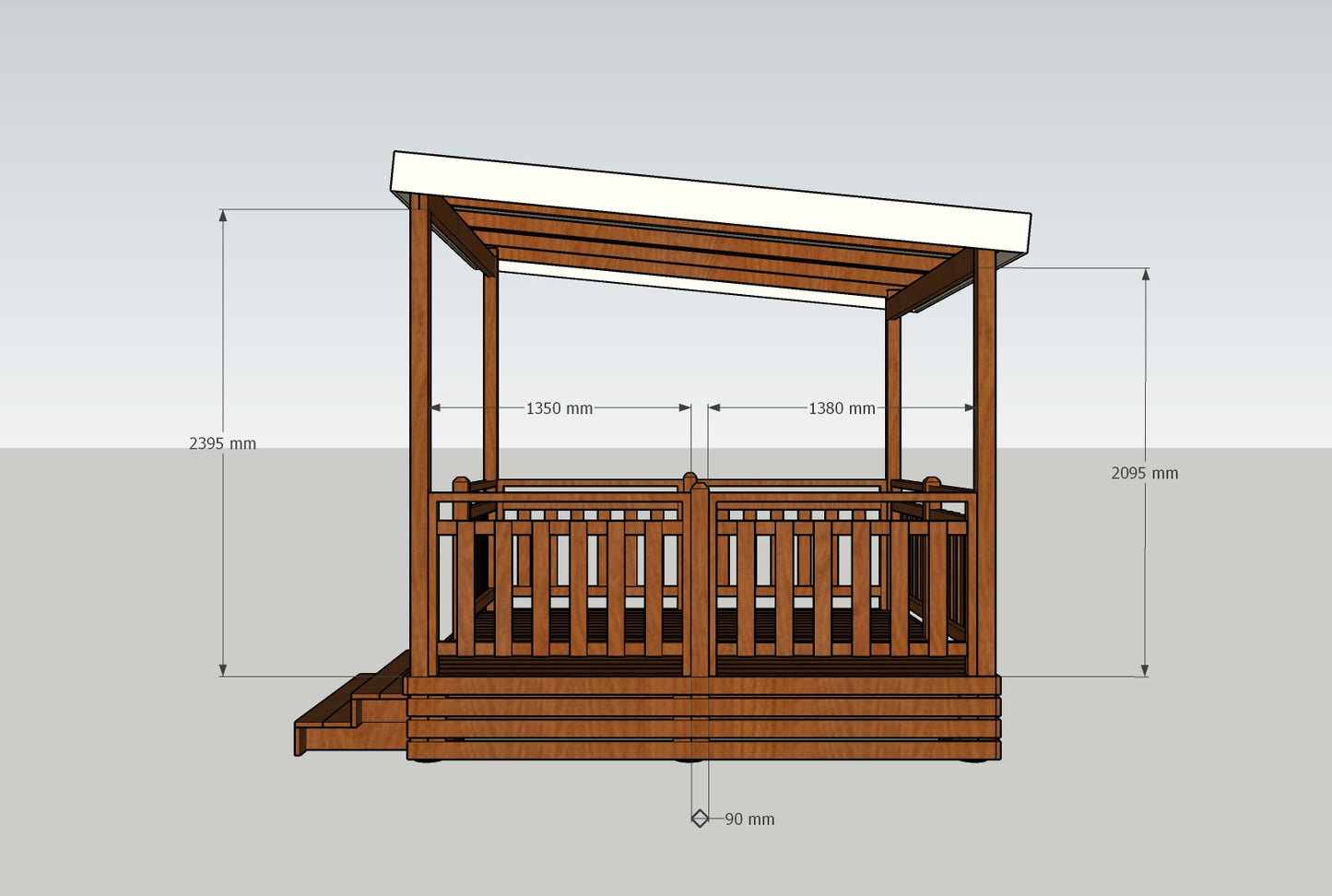 TERRASSE AUTOPORTEE + PERGOLA 3Mx3M