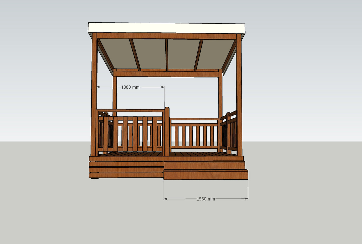 TERRASSE AUTOPORTEE + PERGOLA 3Mx3M