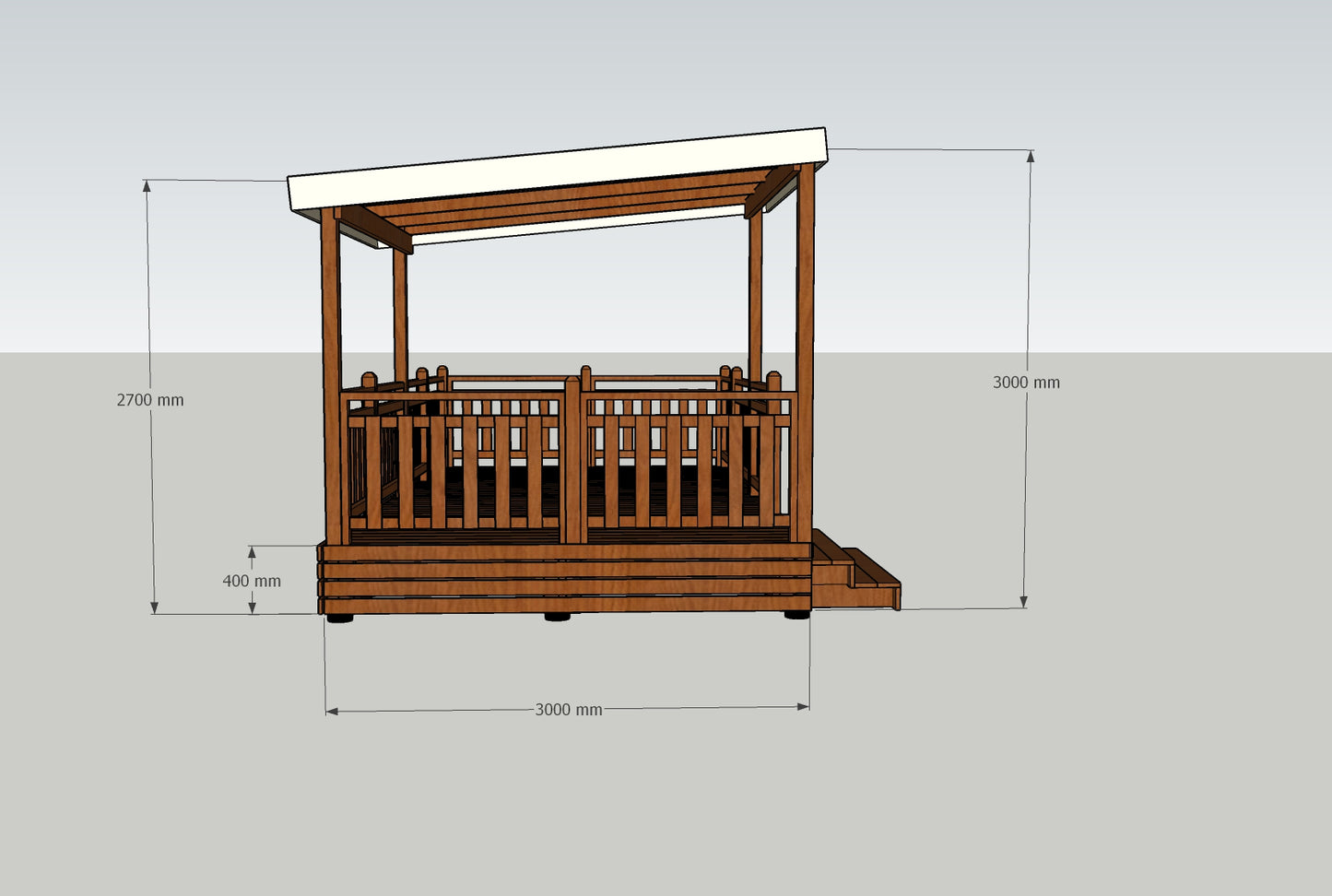 TERRASSE AUTOPORTEE 6M X 3M avec PERGOLA 3MX3M