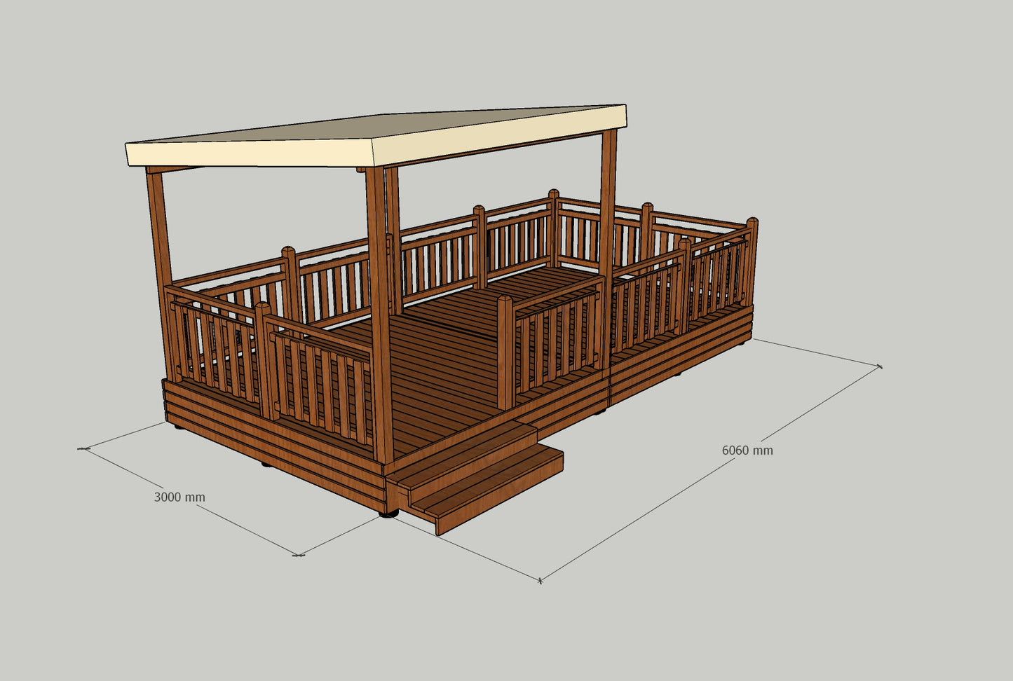 TERRASSE AUTOPORTEE 6M X 3M avec PERGOLA 3MX3M