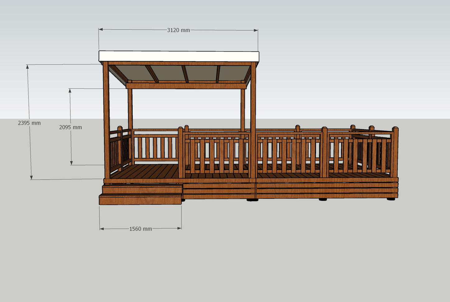 TERRASSE AUTOPORTEE 6M X 3M avec PERGOLA 3MX3M