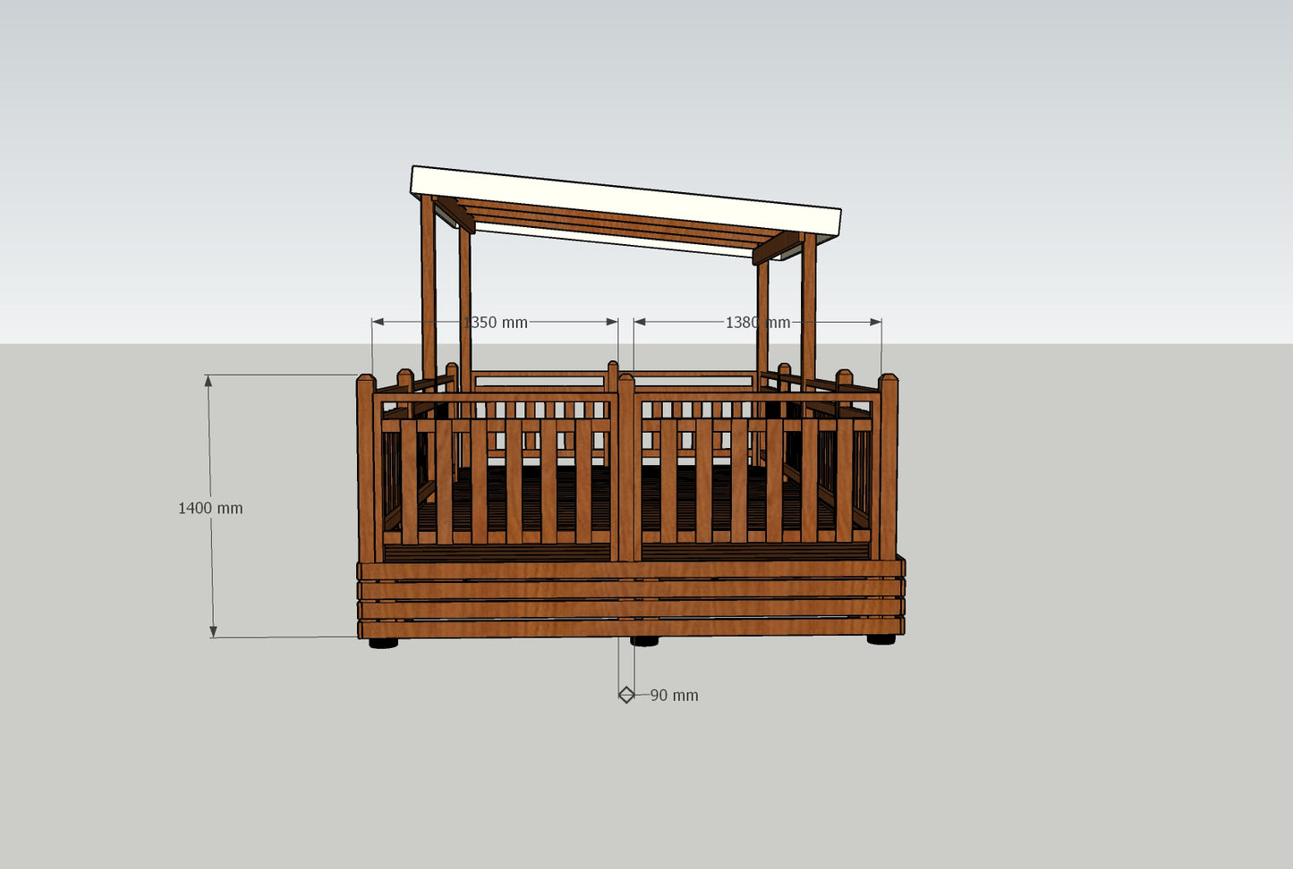 TERRASSE AUTOPORTEE 6M X 3M avec PERGOLA 3MX3M