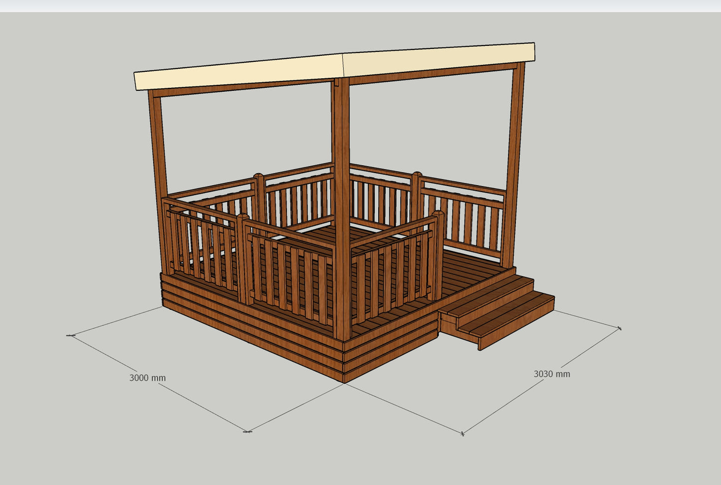 TERRASSE AUTOPORTEE + PERGOLA 3Mx3M