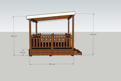 TERRASSE AUTOPORTEE 6M X 3M avec  PERGOLA 3MX3M